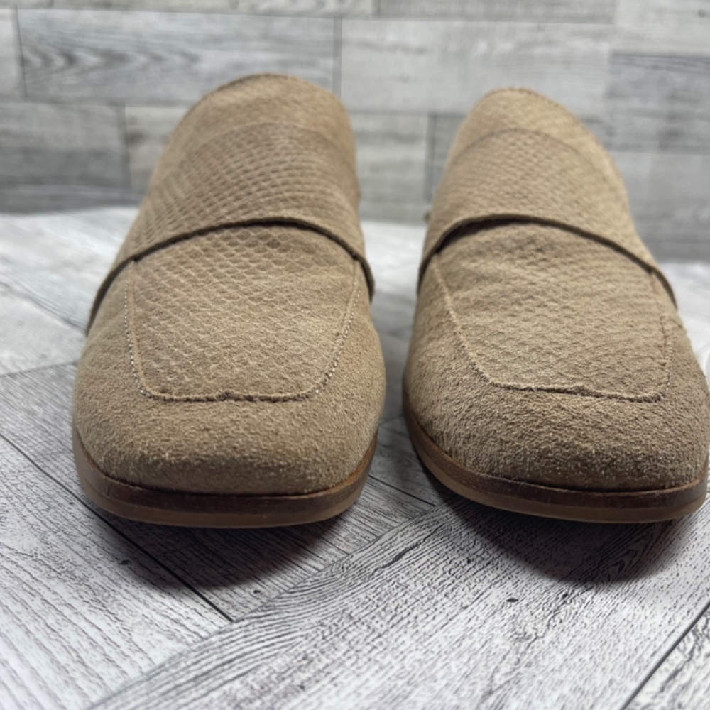 Free People Mules Women 38.5 / 8M At Ease Shoes Brown Tan‎ Suede Embossed Snake - Picture 4 of 16